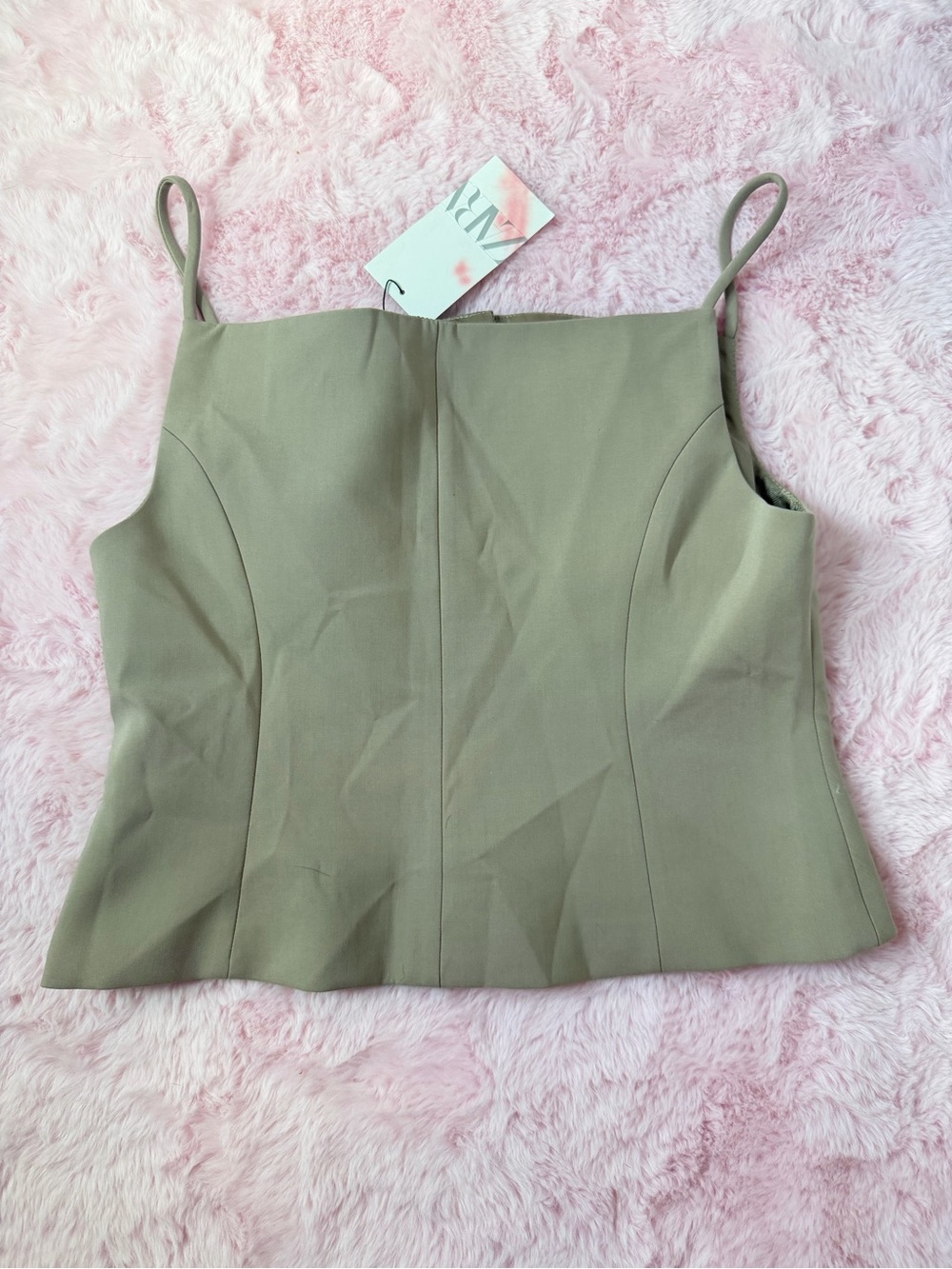 Zara Beige Button-Front Spaghetti-Strap Camisole - Picture 4 of 5